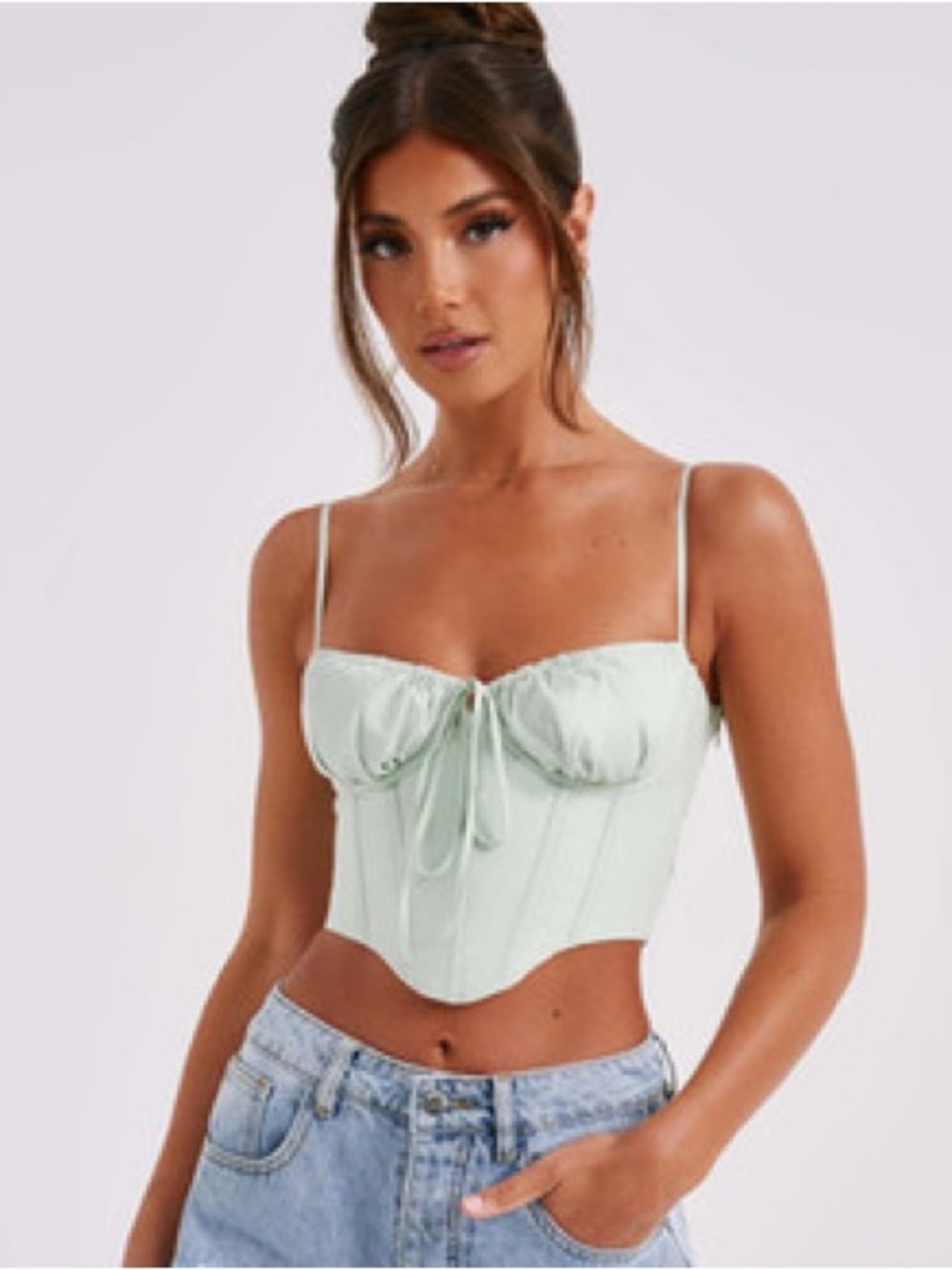 BABYBOO Clara Sage Green Corset Top XS NWT - Picture 9 of 12